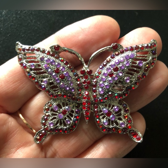 Formal Shiny Rhinestone Brooch Exquisite Butterfly Pin Party Sequins Colourful - Picture 9 of 12